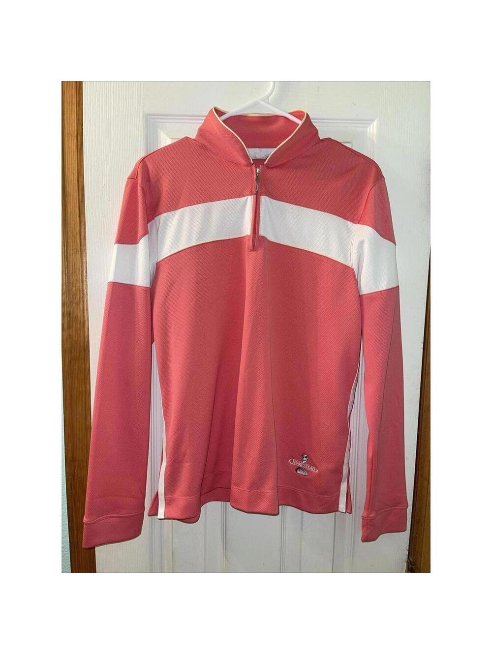 Callaway Golf Quarter Zip Pullover - Coral & White - Size L